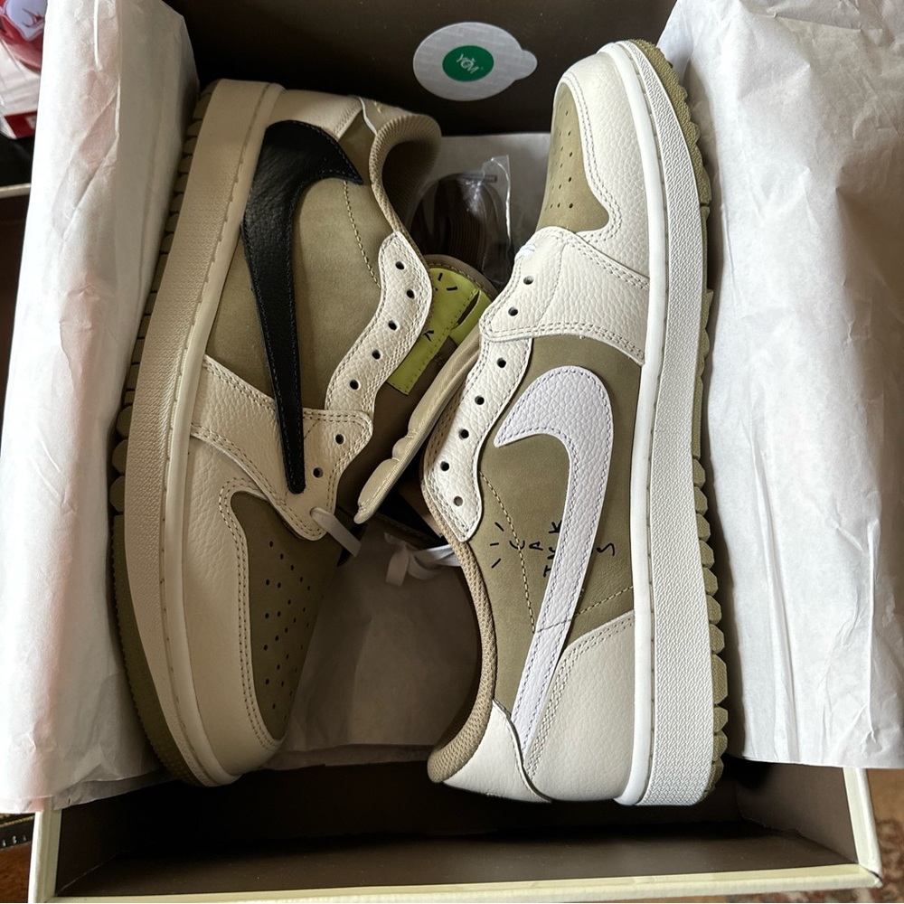 Travis Scott Jordan 1 low Golf Olive Khaki Black size 10M